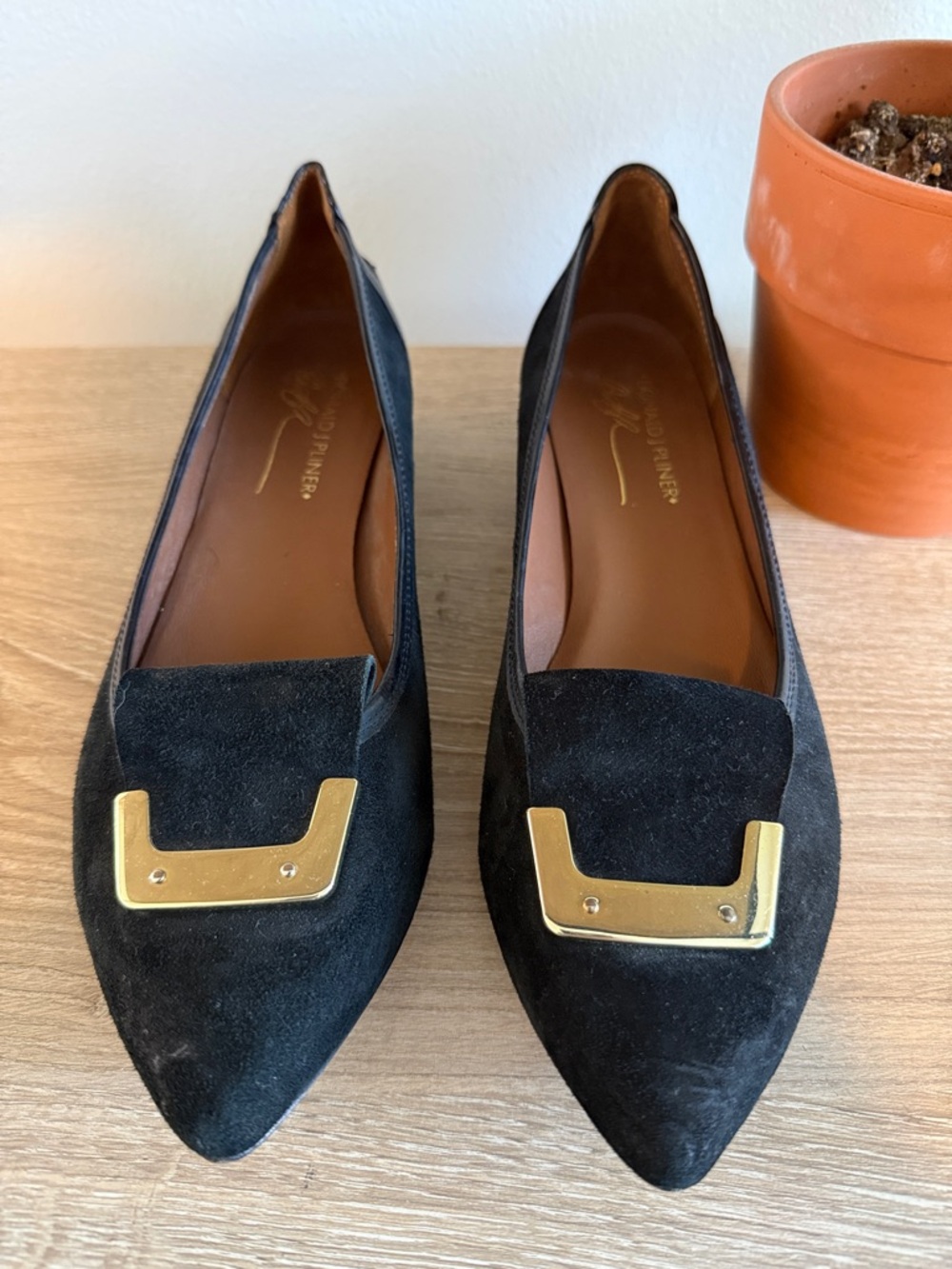 Donald J Pliner Nila Black Patent Suede Leather Wedge, 9 - Picture 2 of 10